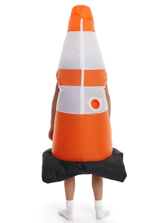 HSCTEK Inflatable Traffic Cone Costume Kids Boys Girls, Blow Up Construction Cone Cosplay Child, Halloween Safety Cone Costume Children Orange - Image 5